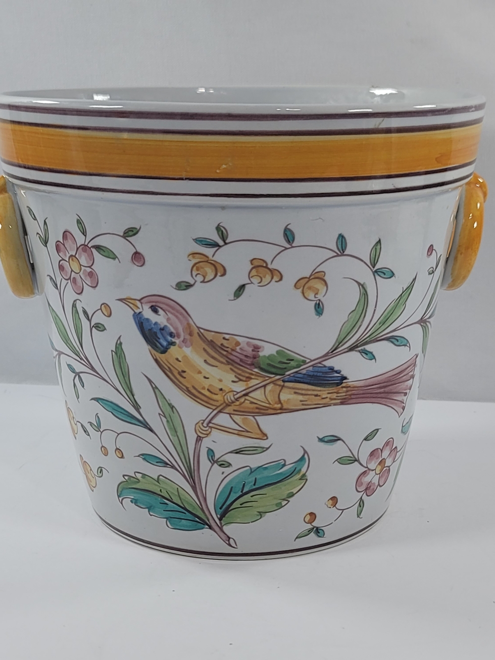 Portuguese Pottery Planter Vase Hand Painted Ceramic